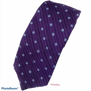 NWT TED BAKER Purple Pinstripe Blue Flower Tie